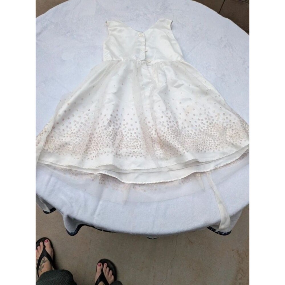 Girls Ivory and gold party dress
